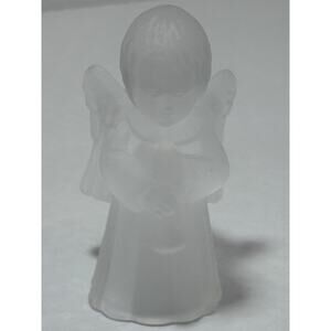 Candle Holder Angel Clear Satin Frosted Glass Vintage Christmas‎